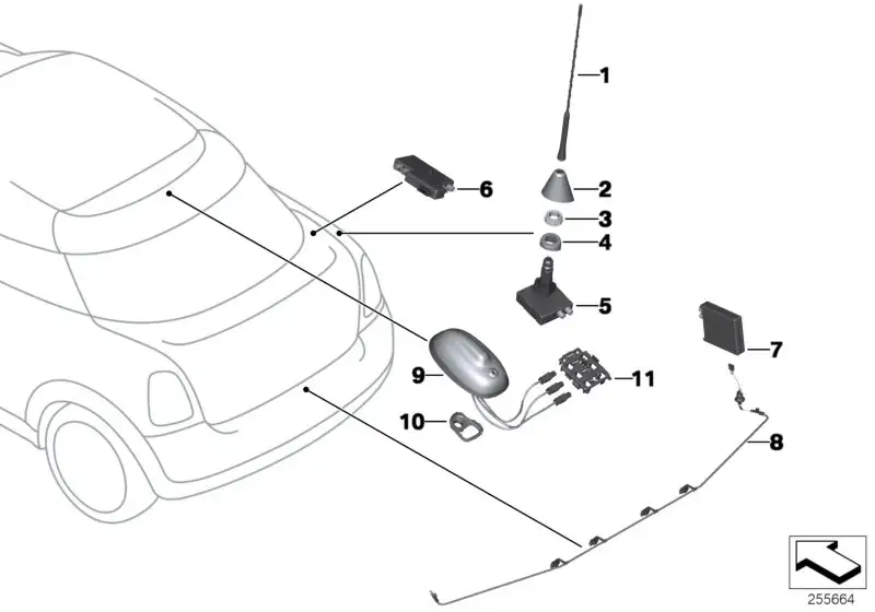BMW Haube Stabantenne R58 R59 65203456398 - MINI R58, MINI R59