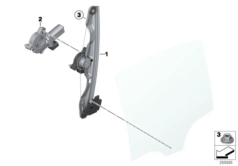 BMW Fensterheber ohne Motor hinten rechts F30 F31 F80 51357281888