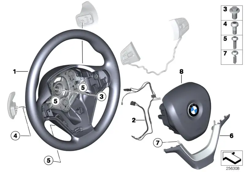 BMW Sportlenkrad Leder Schaltwippen 32306879927 - Bildposition 01