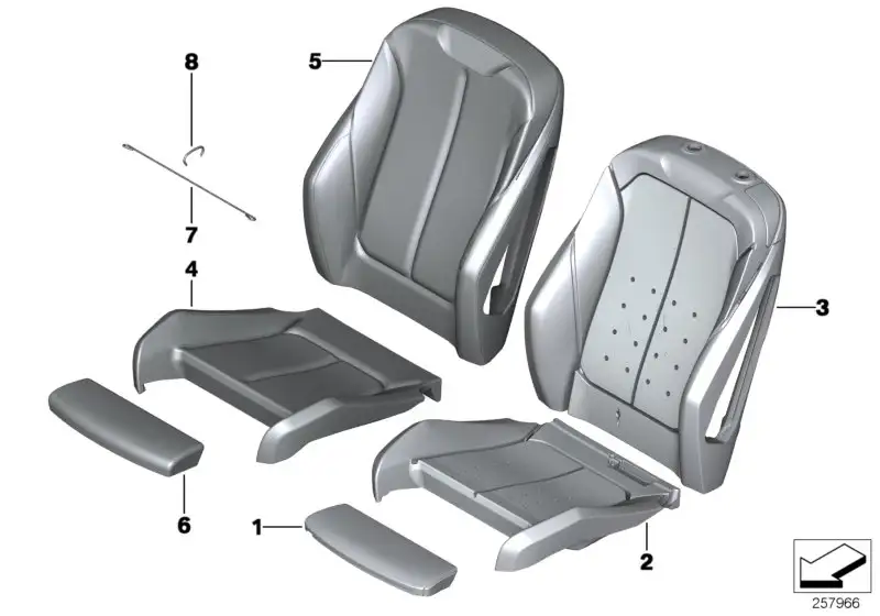 BMW Bezug Sportsitz Lehne Stoff rechts 52107475404 - Bildposition