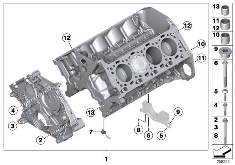 BMW Zylinder-Kurbelgehäuse mit Kolben F06 F10 F12 F13 11112351268