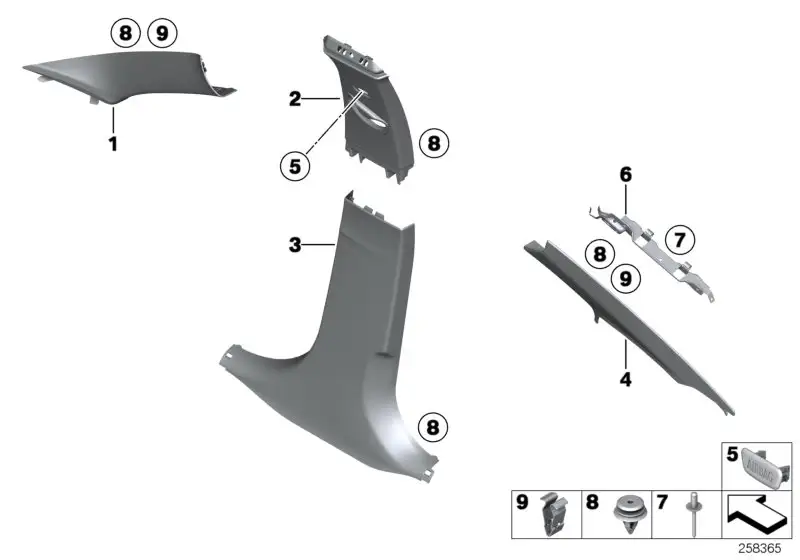 BMW Blende B-Säule oben rechts 51437846230 - Bildposition 02