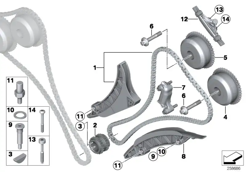 BMW Steuerkette mit Spannschiene F01 F02 F06 F07 F10 F11 F12 F13