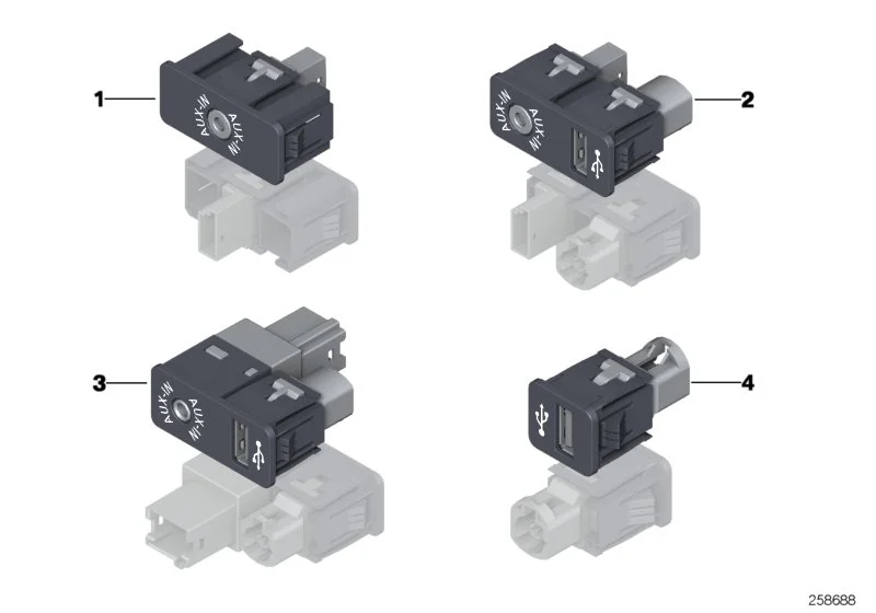 BMW USB/AUX-IN Anschluss F20 F21 F22 F23 F30 F31 F32 F33 F34 F36 F45 F46 F48 F80 F82 F83 F87 F55 F56 F57 R55 R56 R57 R58 R59 R60 R61 84109229246
