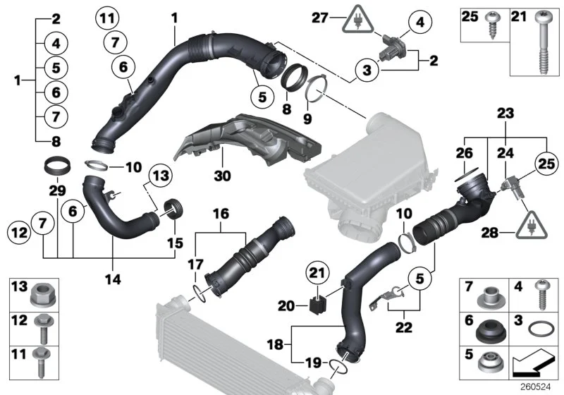 BMW Heissfilmluftmassenmesser E70 E71 E82 E88 E90 E91 E92 E93 F01 F02 F06 F07 F10 F11 F12 F13 F15 F16 F25 F26 13627593624