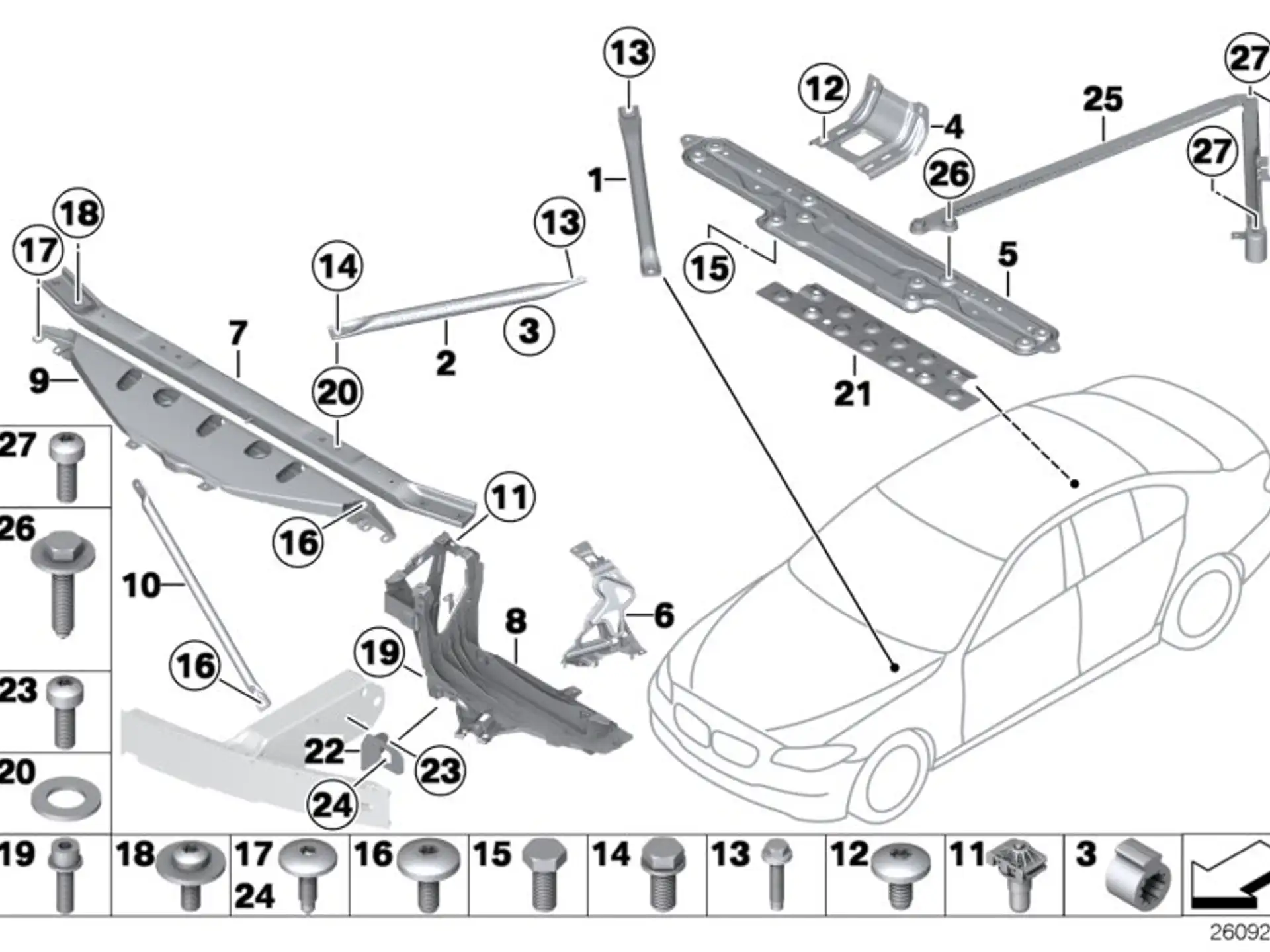 BMW Stütze rechts F01 F02 F04 F06 F07 F10 F11 F12 F13 51647187096