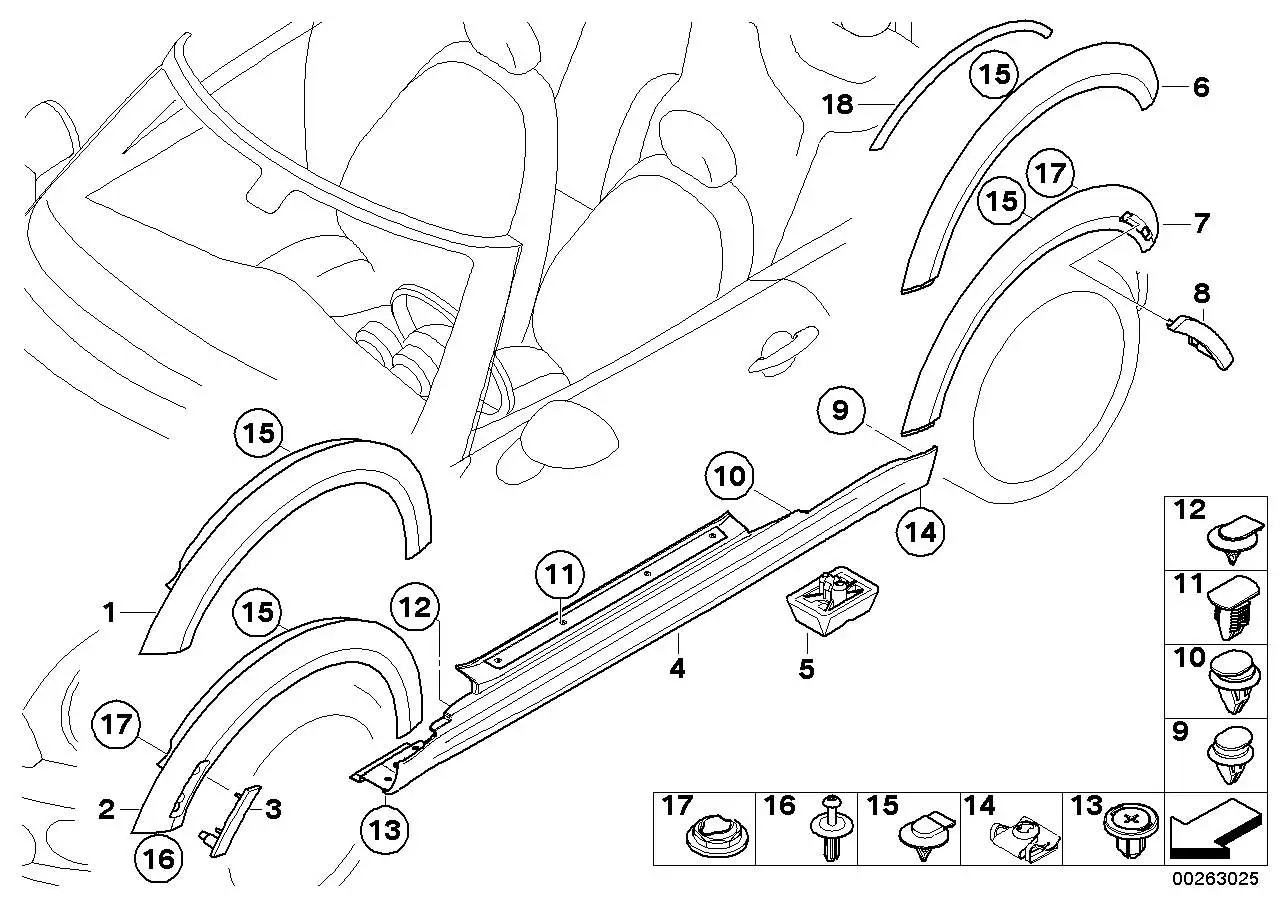 BMW Verbreiterung Seitenwand hinten links R56 R57 R58 R59 5177715