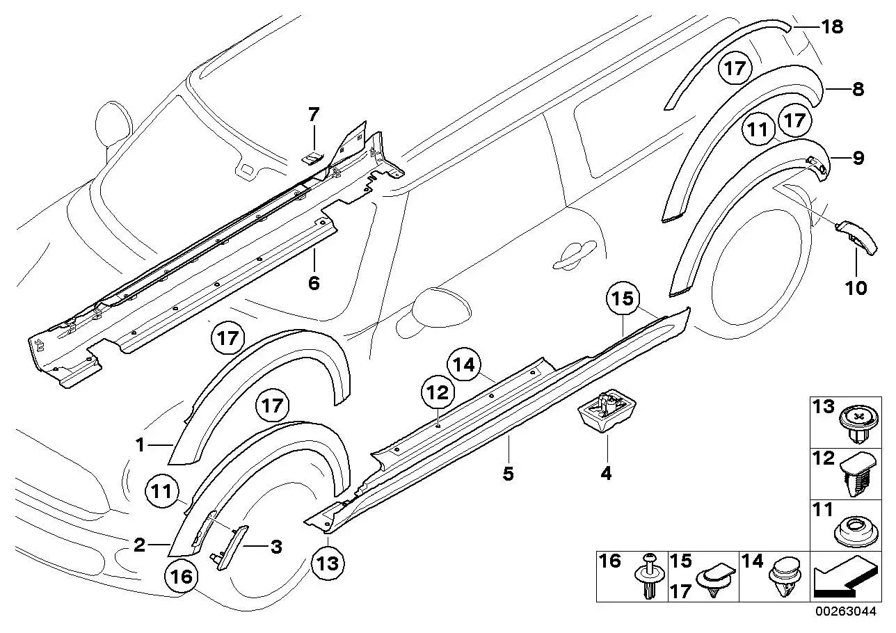 BMW Verbreiterung Seitenwand hinten links R55 51777167593 - Bildp