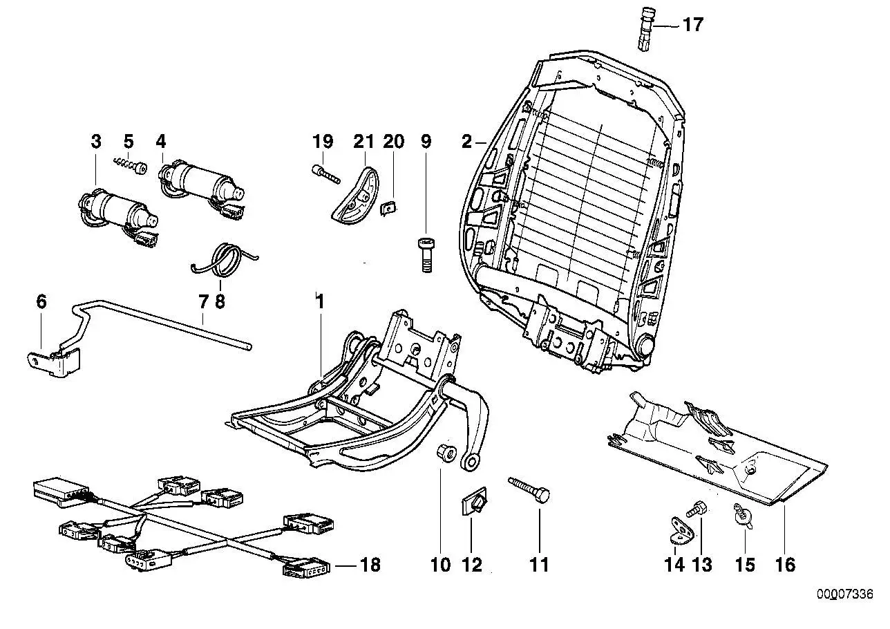 BMW Kabelsatz Sitzverstellung/Lordose links E36 61118353948 - Bil
