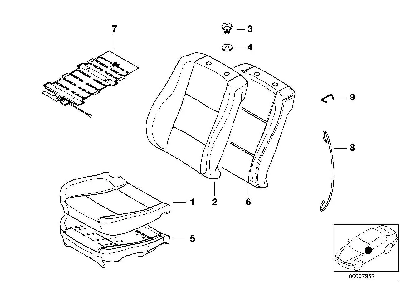 BMW Bezug Sitz Leder E38 E39 52108207673 - Bildposition 01