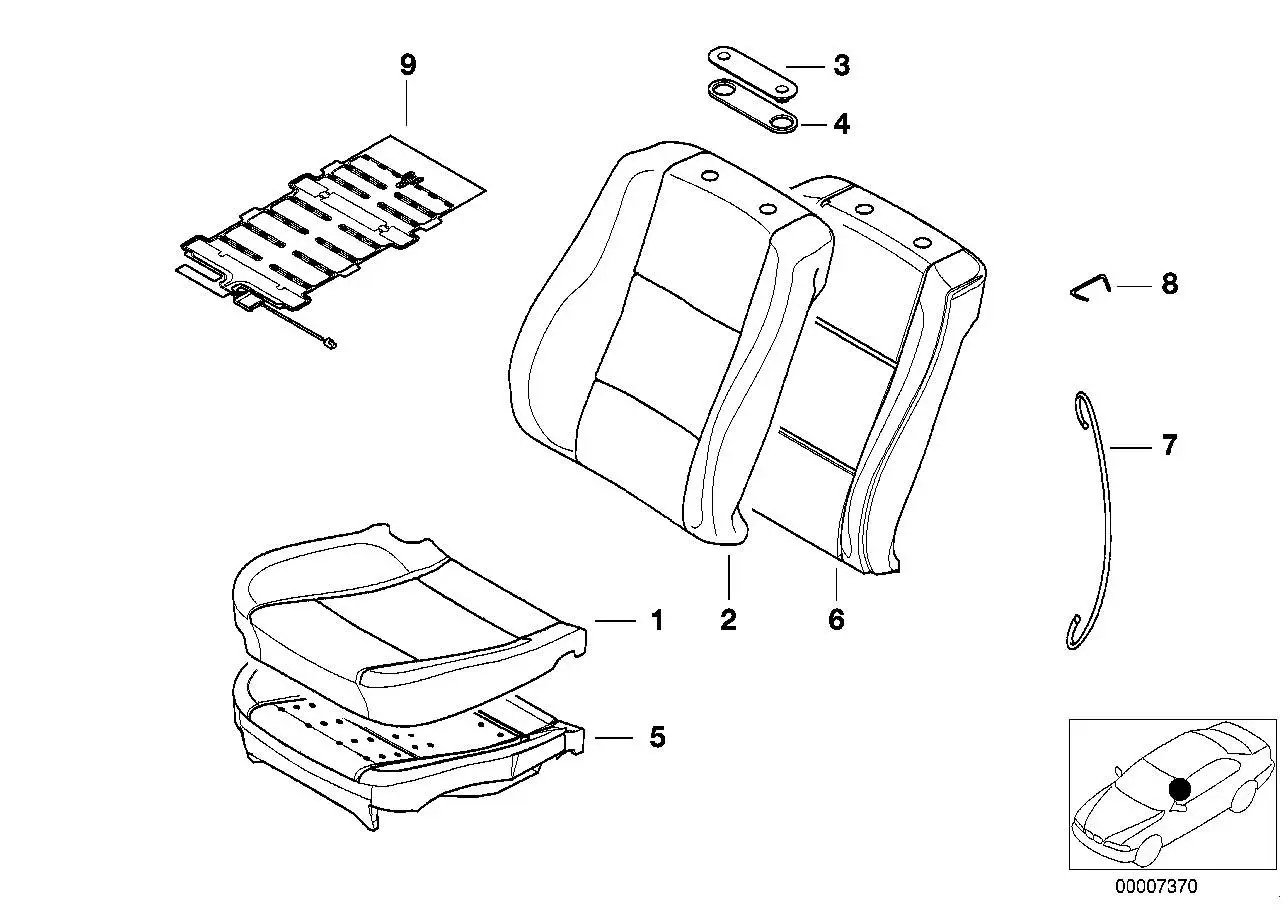BMW Auflage Sitz vorne E38 E39 52108238404 - Bildposition 05