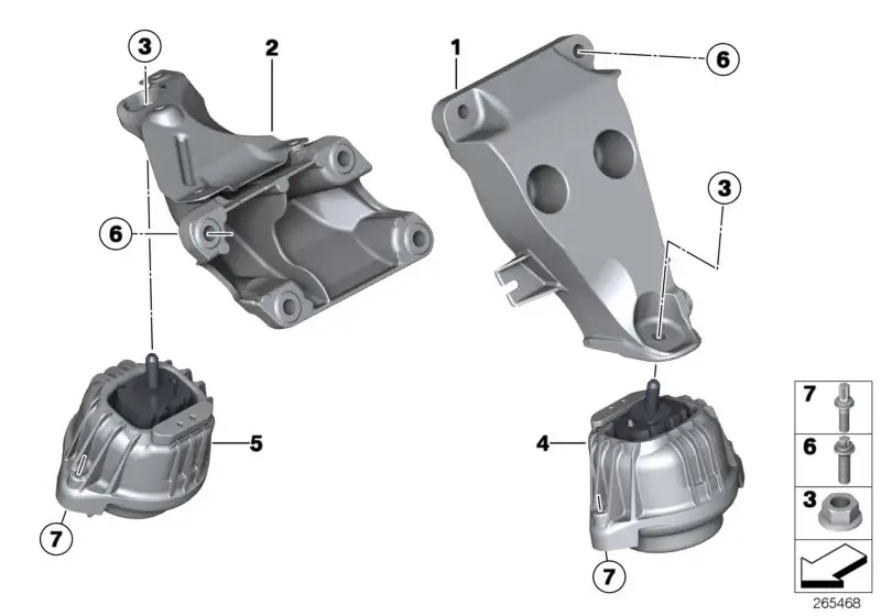BMW Motortragbock rechts F25 F26 F31 F32 F33 F34 F36 22116784824