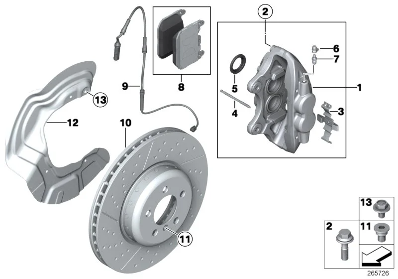 BMW Reparatursatz Bremsbeläge asbestfrei F20 F21 F22 F23 F30 F31 F32 F33 F34 F36 34116878882