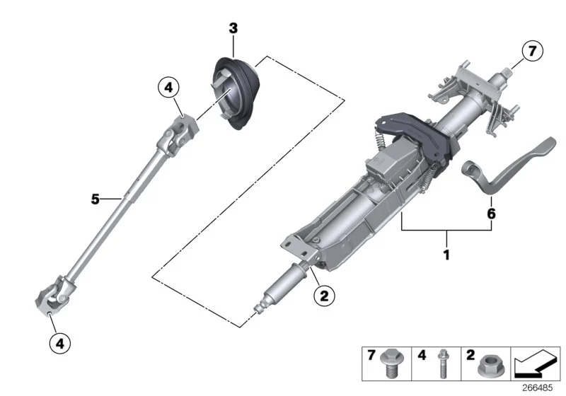 BMW Lenkspindel unten mit Doppelgelenk F20 F21 F22 F23 F30 F31 F32 F33 F34 F36 32306791299