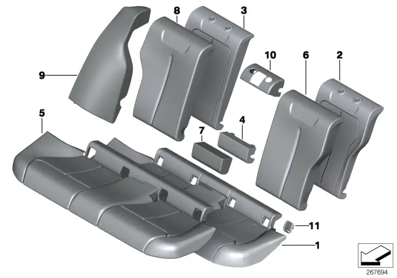 BMW Schaumteil Sitz F30 F31 52207387640