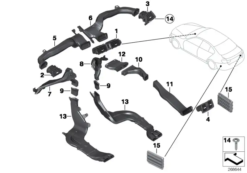 BMW Frischluftgrill Mitte F31 F32 F33 F34 F36 F80 F82 F83 6422921