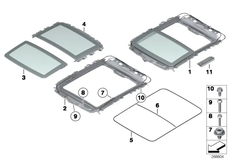 BMW Panoramadach komplett Glas elektrisch F07 54107221363 - 5er F