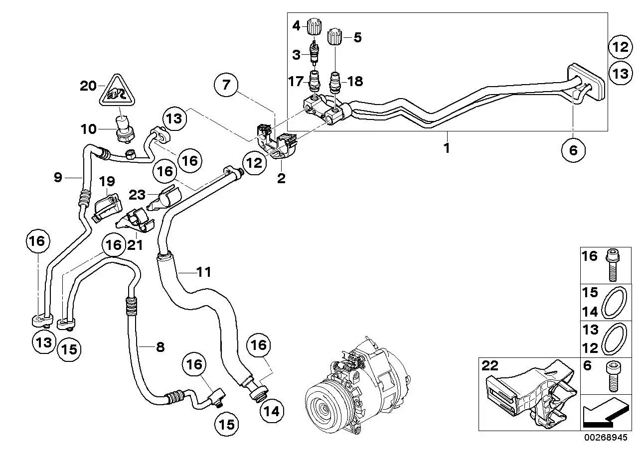 BMW Druckleitung Kompressor-Kondensator E70 E71 64509195802 - Bil