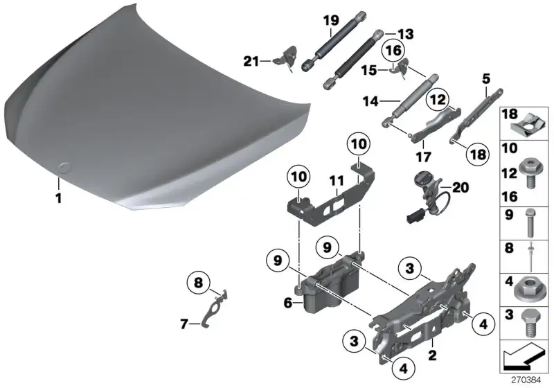 BMW Scharnier Frontklappe rechts F01 F02 F04 41007204556