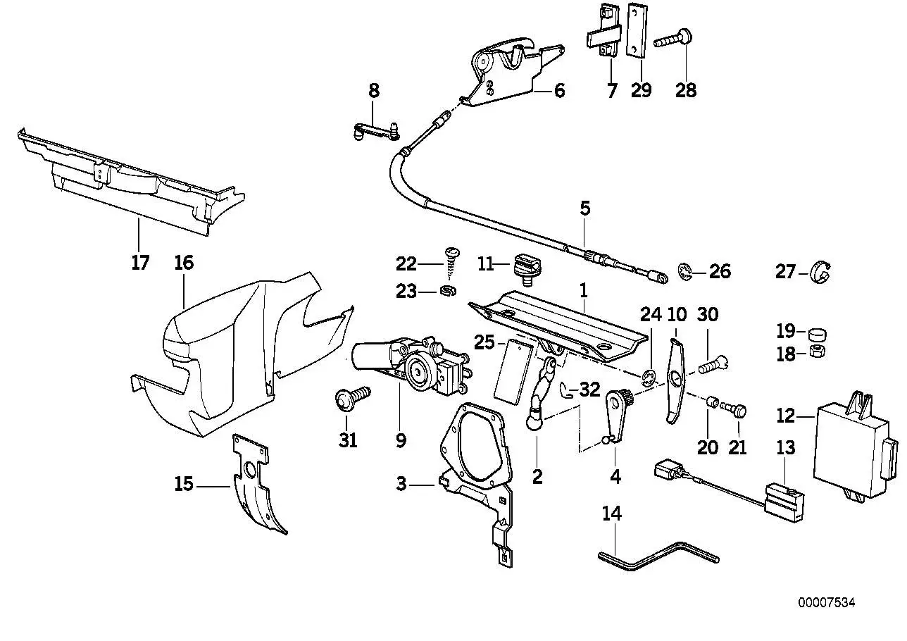 BMW Antrieb Verdeckklappe E30 54348106927 - Z1 E30