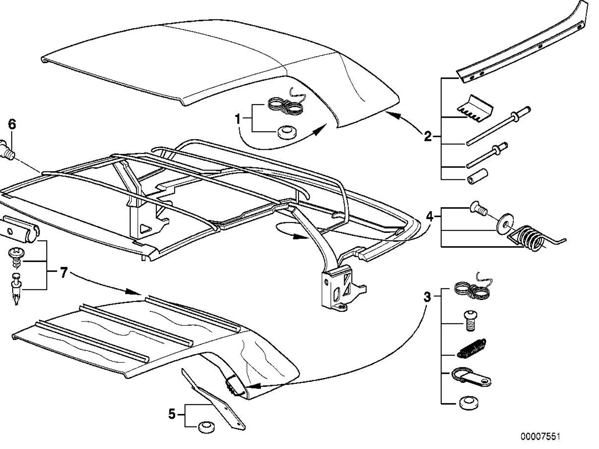 BMW Rep.Satz Einsatzteil am Himmel C-Säule E36 54318211902