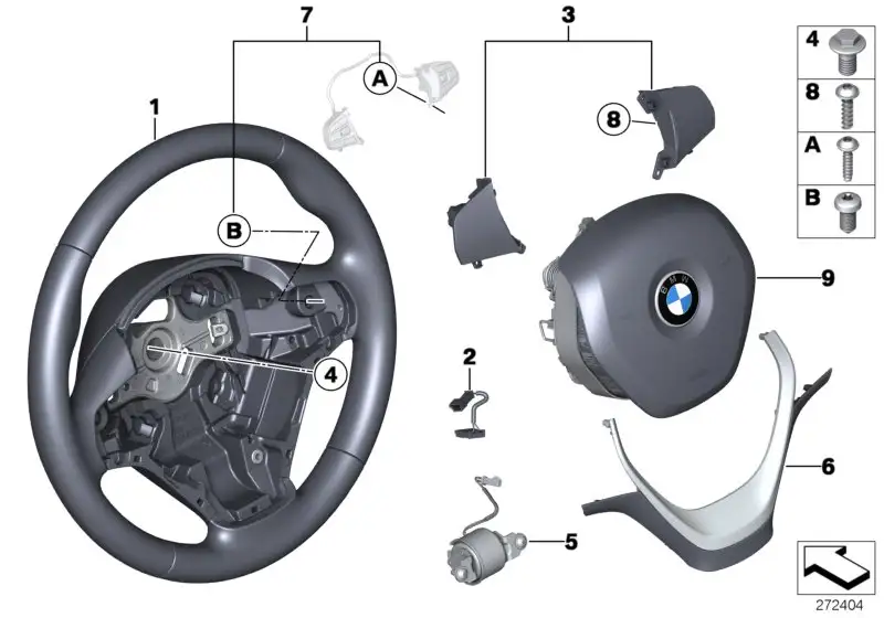 BMW Abdeckung Lenkrad schw./Perlglanz Chrom F20 F21 F22 F23 F30 F