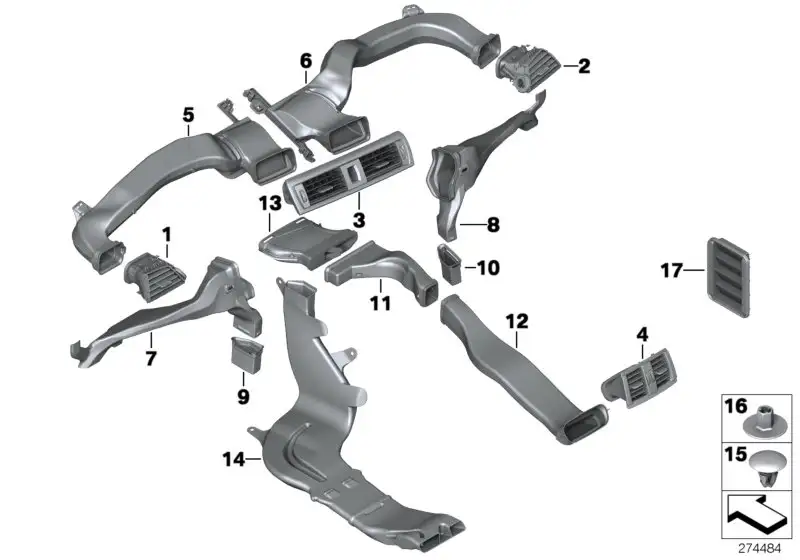 BMW Frischluftgrill Mitte F20 F21 F22 F23 64229205357