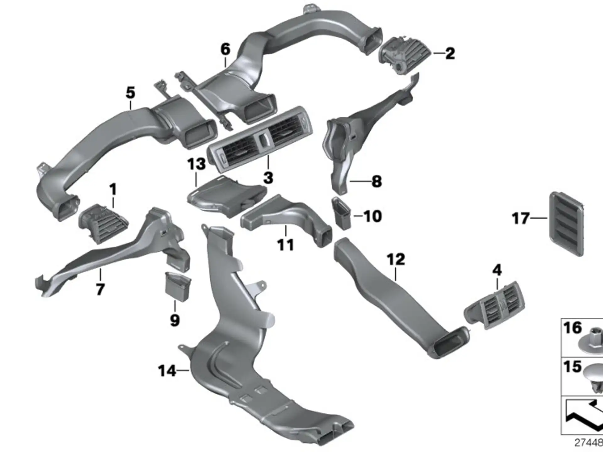 BMW Heckentlüftung ohne Absorber F20 F21 F22 F23 F39 F44 F45 F46 F48 F87 F87N G29 M40i I01 F54 F60 64229201647