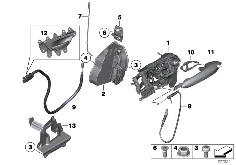 BMW Bowdenzug Türöffner vorne F07 51217197802 - 5er F07