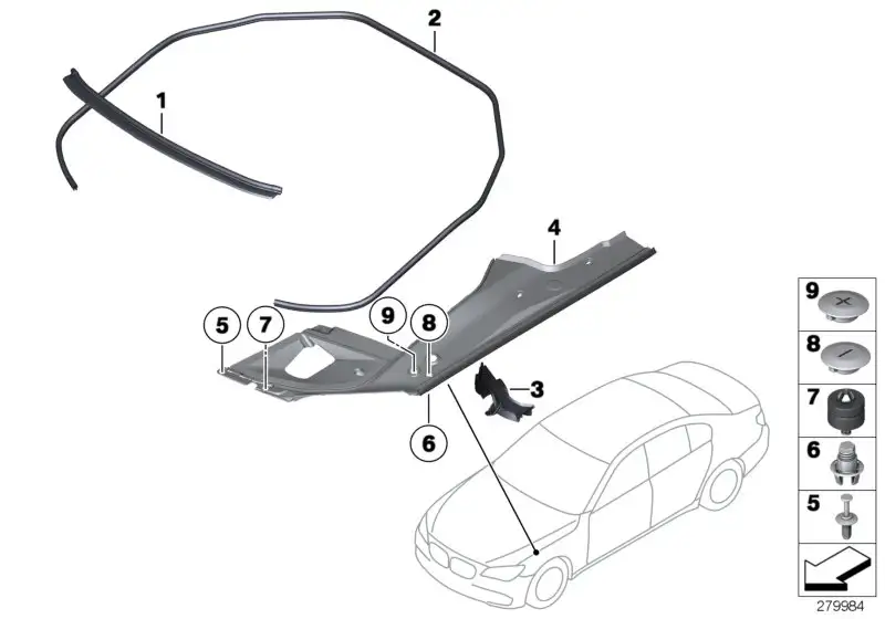 BMW Aufnahme links F01 F02 F04 51767019801 - 7er