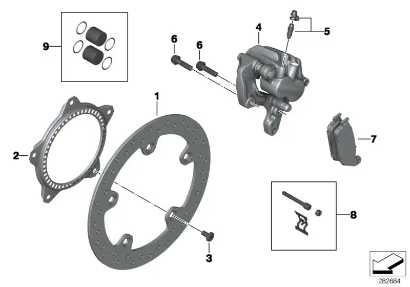 BMW Bremssattel hinten ohne Bremsbeläge K17 K18 K19 34218535453