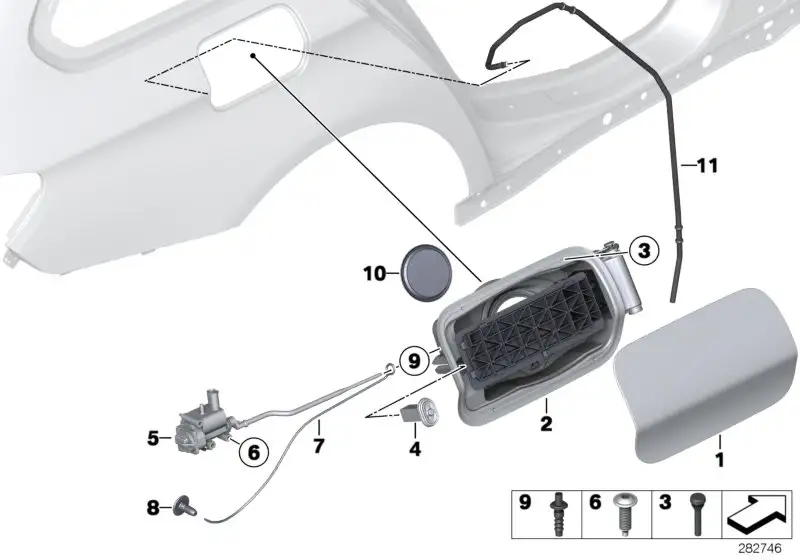 BMW Stellantrieb Einfüllklappe F11 67117228199