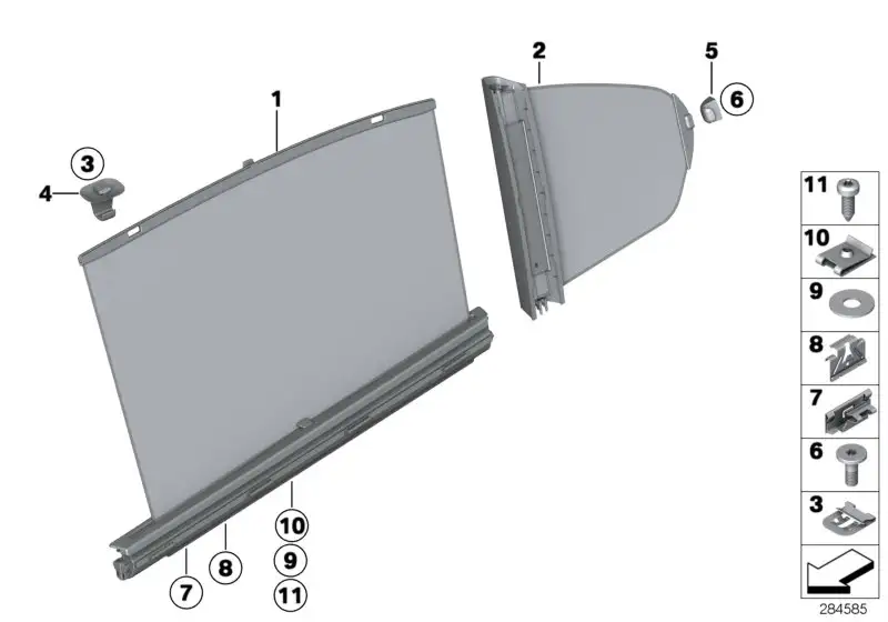 BMW Sonnenschutzrollo Tür hinten links F31 51427281483