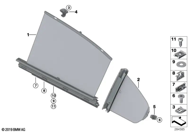BMW Sonnenschutzrollo Dreiecksfenster links F31 51357260667 - Bil