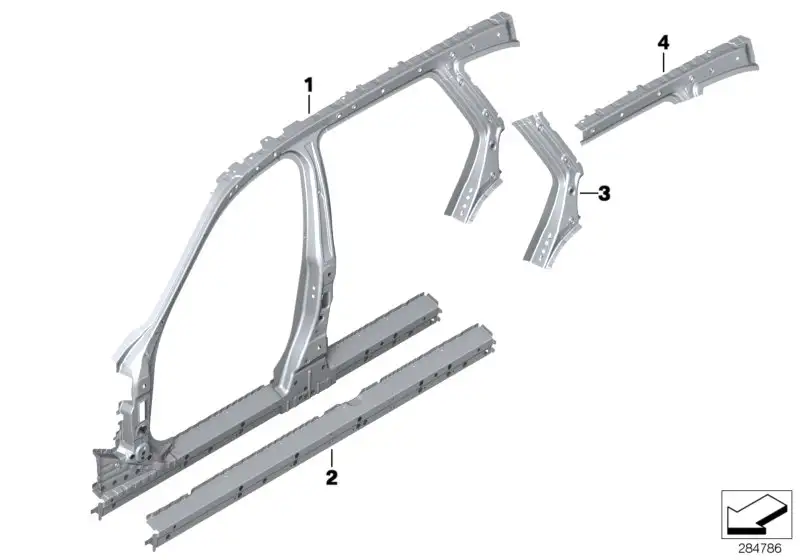 BMW Seitenrahmen Mitte rechts F31 41007427484 - Bildposition 01