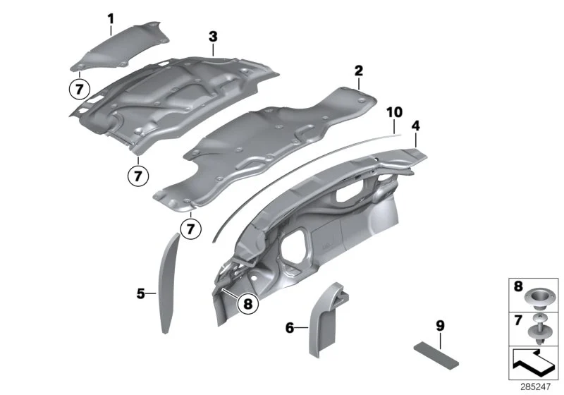 BMW Wärmeisolierung Frontklappe Benzin R55 R56 R57 R58 R59 51487307579