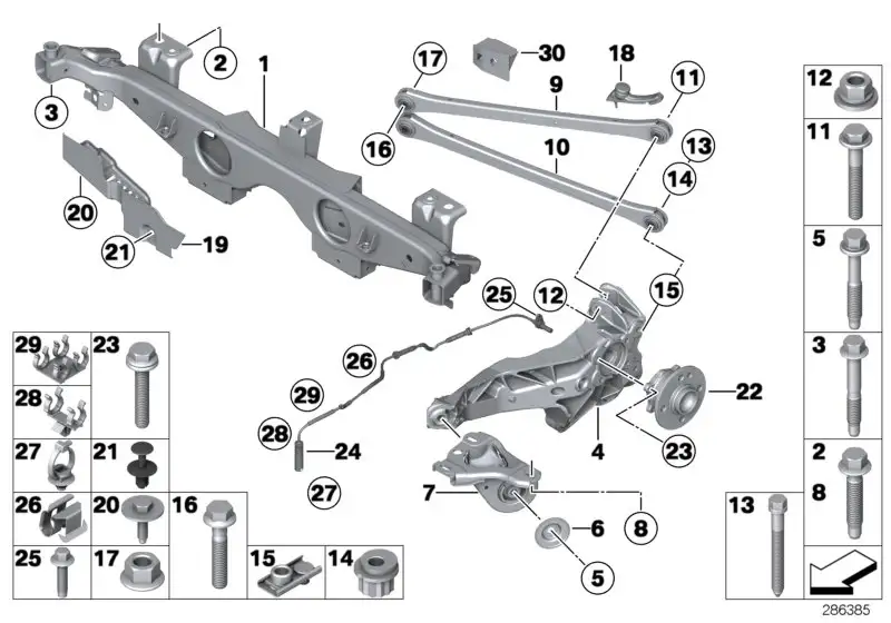 BMW Halter Längslenker rechts R55 R56 R57 R58 R59 33306799090 - B