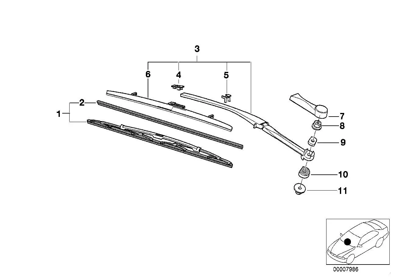 BMW Abdeckkappe Wischerarm links E39 61618161491 - 5er E39