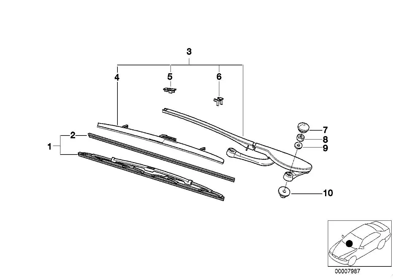 BMW Spoiler Wischblatt rechts E39 61618162983