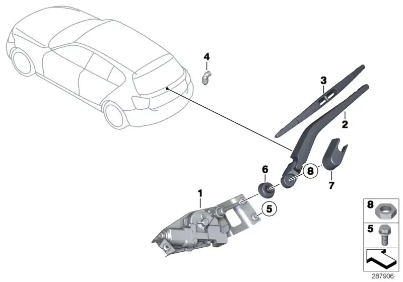BMW Wischarm Heckscheibe F20 F21 61617241985 - 1er F20, 1er F21