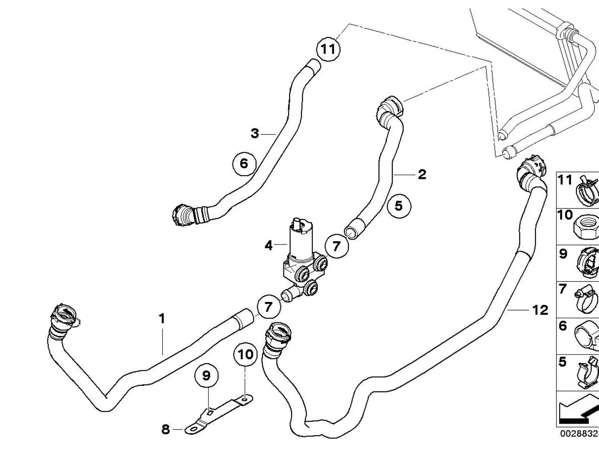 BMW Schlauch Motorvorlauf-Zusatzwasserpumpe E82 E88 E90 E91 E92 E93 64219127403