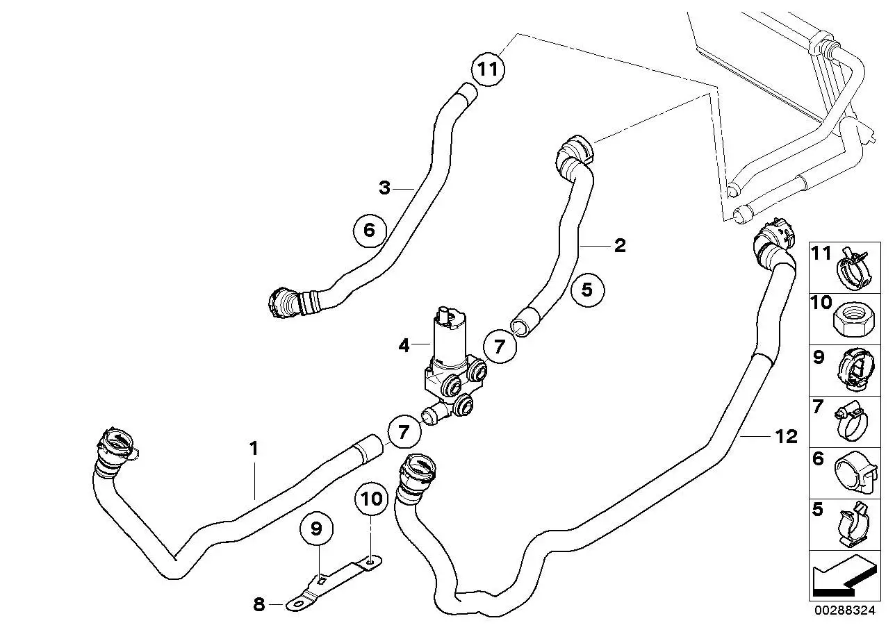 BMW Schlauch Heizkörper-Motorrücklauf E81 E82 E84 E87 E88 E90 E91