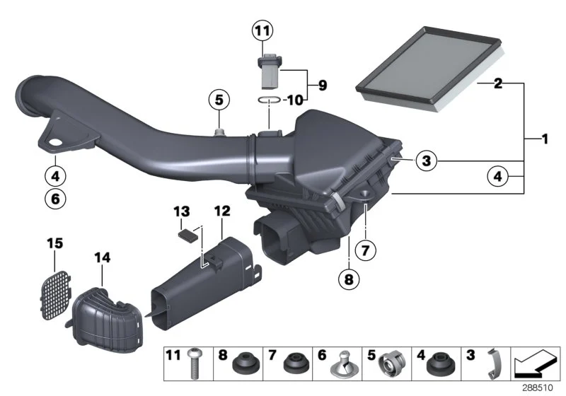 BMW Luftkanal F20 F21 F22 F23 F30 F31 F32 F33 F34 F36 F80 F82 F83 F87 F87N 13717613157