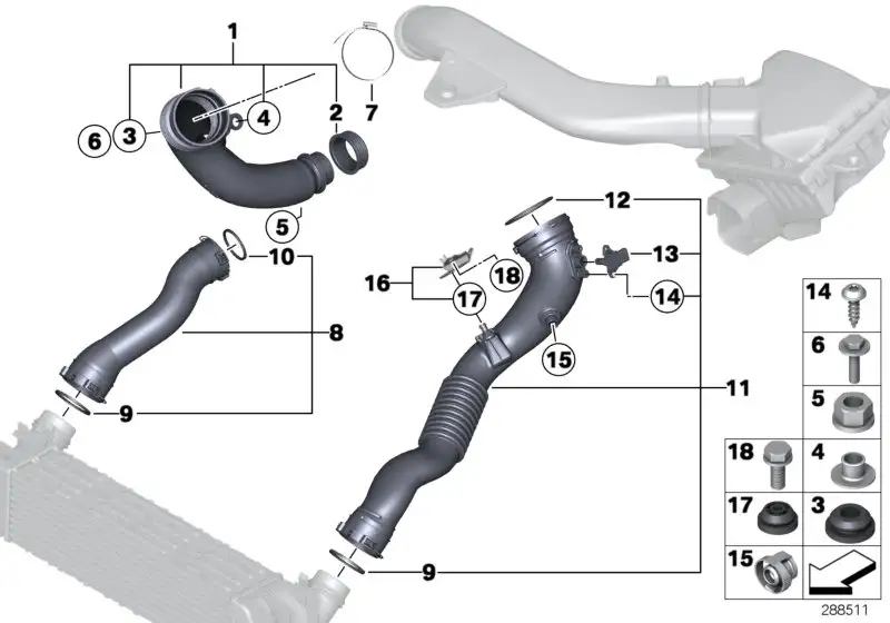 BMW Ladeluftrohr F87 F87N 13717847407