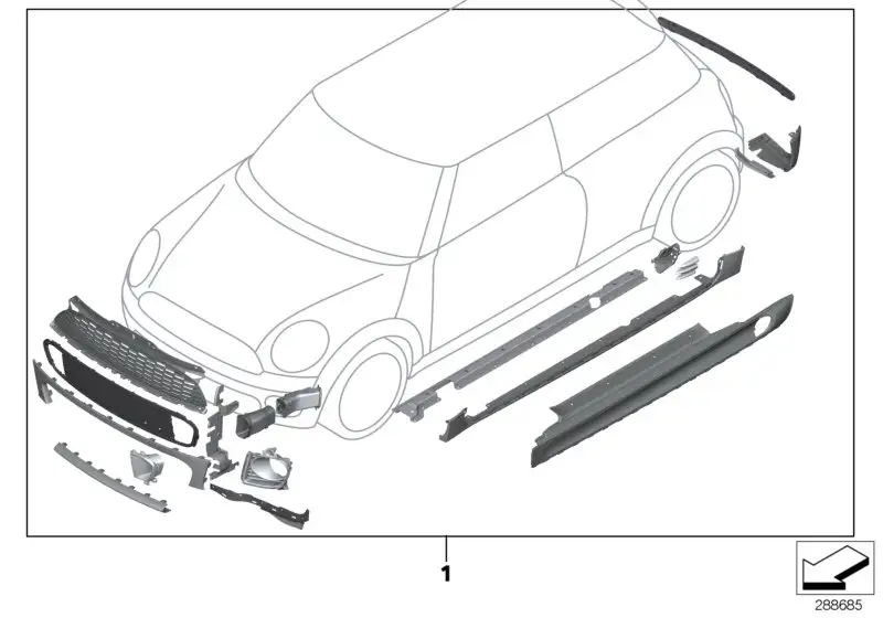 BMW Verkleidung Stossfänger grundiert vorn 51117283329 - MINI R56