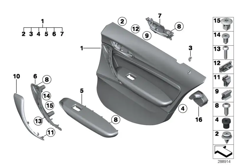 BMW Türverkleidung Stoff hinten links F20 51427292859 - 1er F20 5