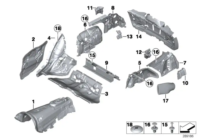 BMW Schallisolierung Seitenwand hinten links 51489168517 - 5er F1
