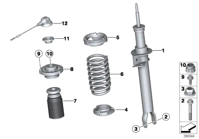 BMW Federbein vorn rechts 31317850116 - Bildposition 01