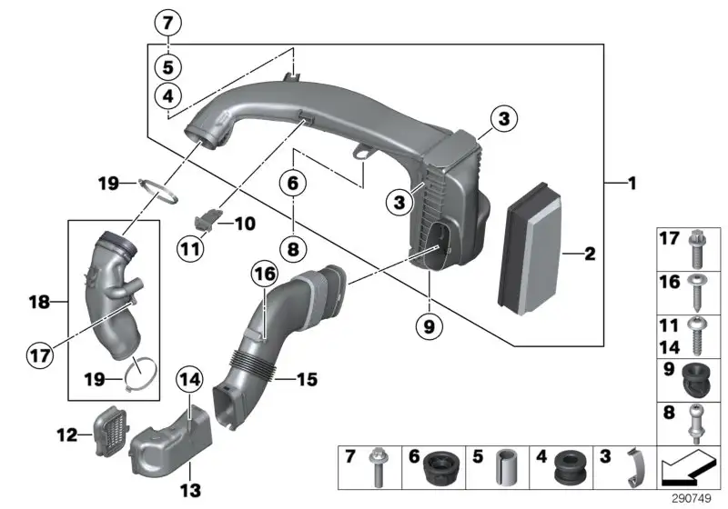 BMW Ansauggeräuschdämpfer E70 E71 F01 F02 F10 F11 F15 F16 1371850