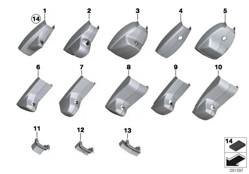 BMW Satz Abdeckungen Spiegelfuss F01 F02 F04 F06 F07 F10 F11 F12